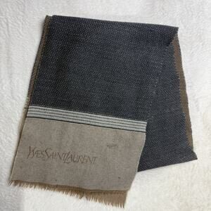 Vintage Yves Saint Laurent Logo Long Wool Scarf 59” Damaged